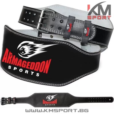 Кожен фитнес колан за вдигане на тежести / трибой 15см широк
